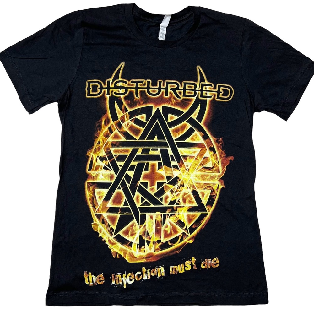 NWOT Disturbed Flames The Infection Must Die Graphic T-Shirt Black Unisex Sz M